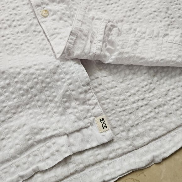 Mutual Weave Men’s Shirt XXL Button Up White 100% Cotton Strait Hem Short Sleeve - Picture 4 of 10